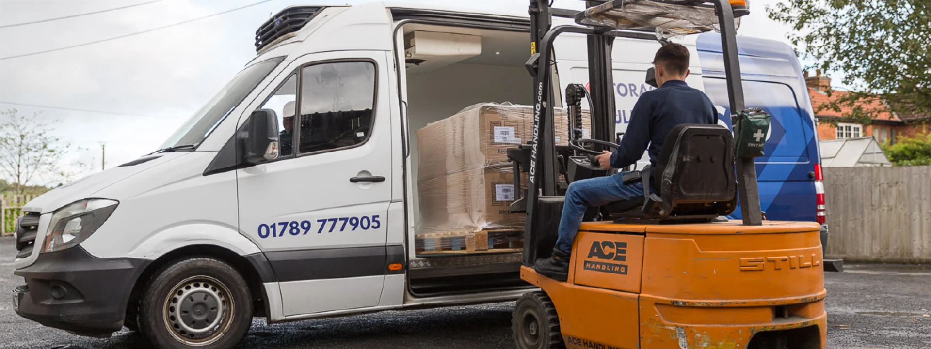 Forklift loading onto van